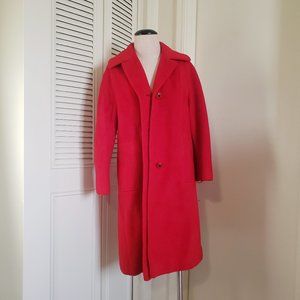 3/$15 Vintage Bright Tomato Red Wool Coat
